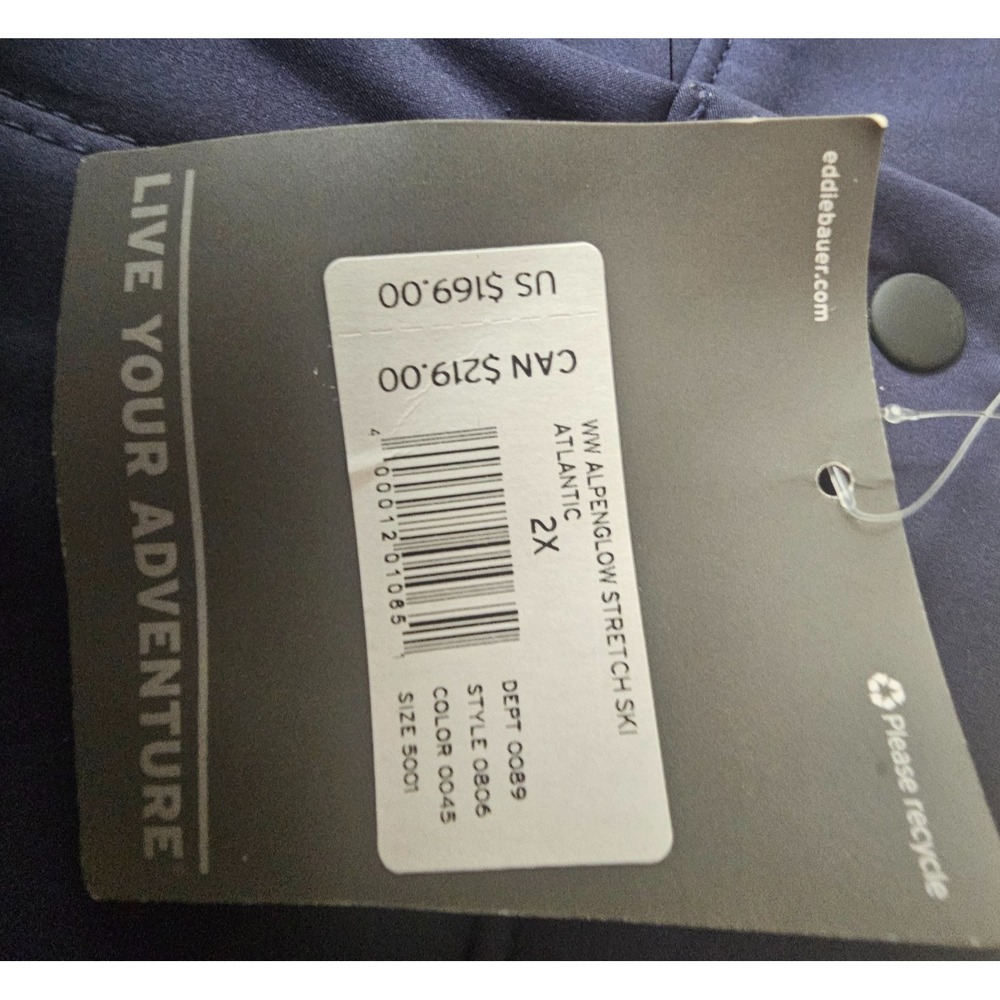 Eddie Bauer Alpenglow 2X Navy Ski Pants Softshell Fleece Snow Après Ski - Picture 6 of 11